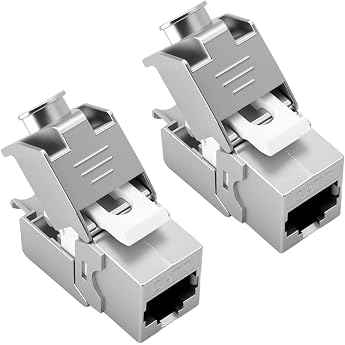 CAT 7 Keystone Jack Module Optimal 1000 MHz 10 Gbit/s for CAT7 CAT6 CAT6a Installation Cable Connector Patch Cable Network Cable STP Shielding RJ45 Socket 2