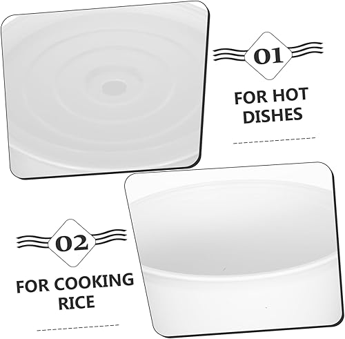 Miniatura 3 de BESTonZON Herramientas de calentamiento para hornear microondas, olla de arroz portátil a presión redonda, vaporizadores multifunción que cocina