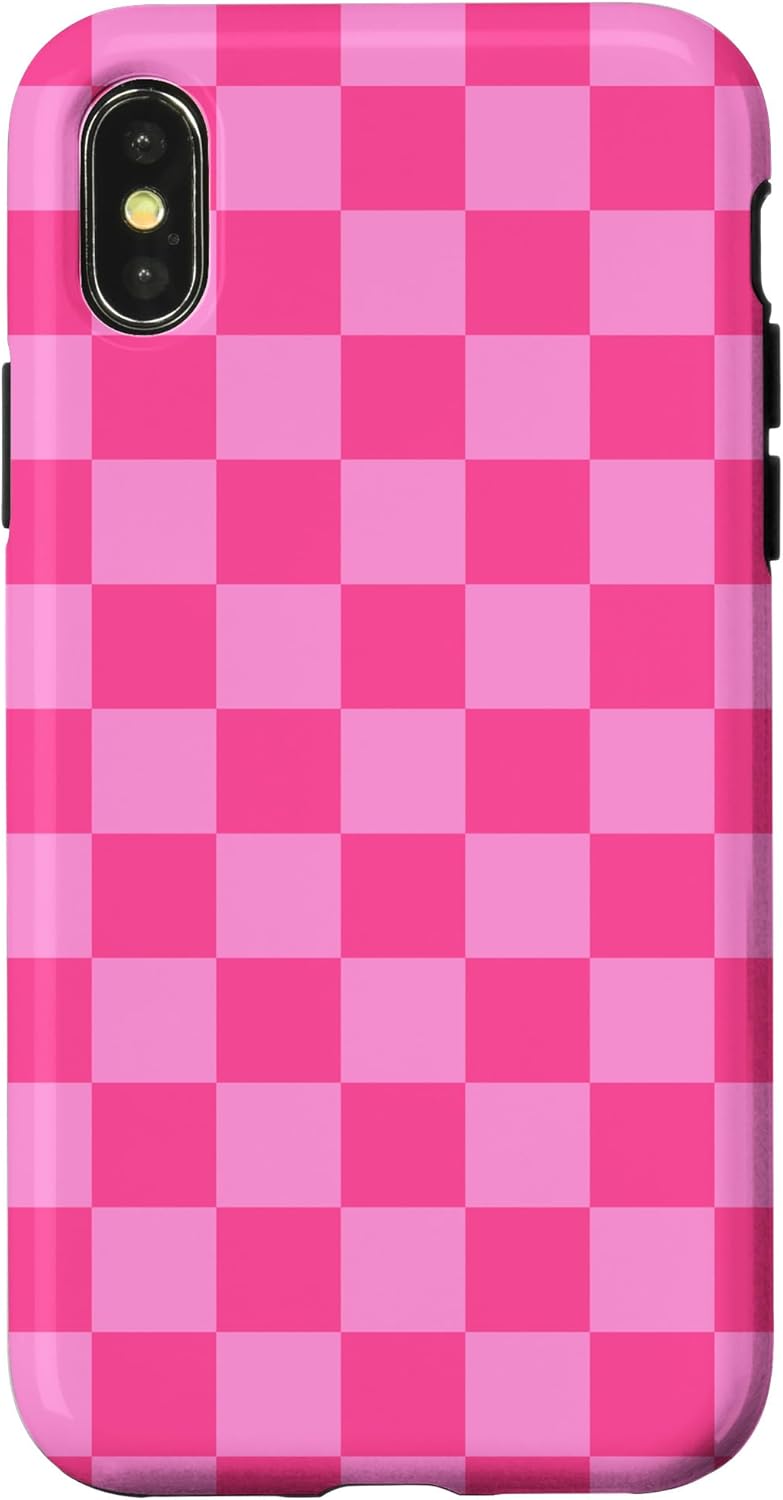 iPhone 13 Hot Pink Classic Checkered Big Checkerboard Case Case