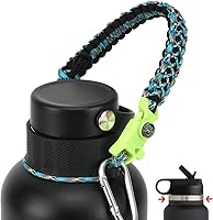 Vista 23 de Asa de cuerda de paracaídas para botellas Hydroflask 2.0 de boca ancha y estándar, con nuevo soporte de anillo de seguridad, 12oz - 64oz