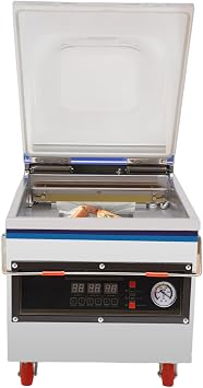 Large Commercial Vacuum Packing Machine, 360W Tabletop Vacuum Sealer with Sealing Bags & Clear Lid Chamber Sealing Machine for Snacks Fruits Meat Pickles, Silver