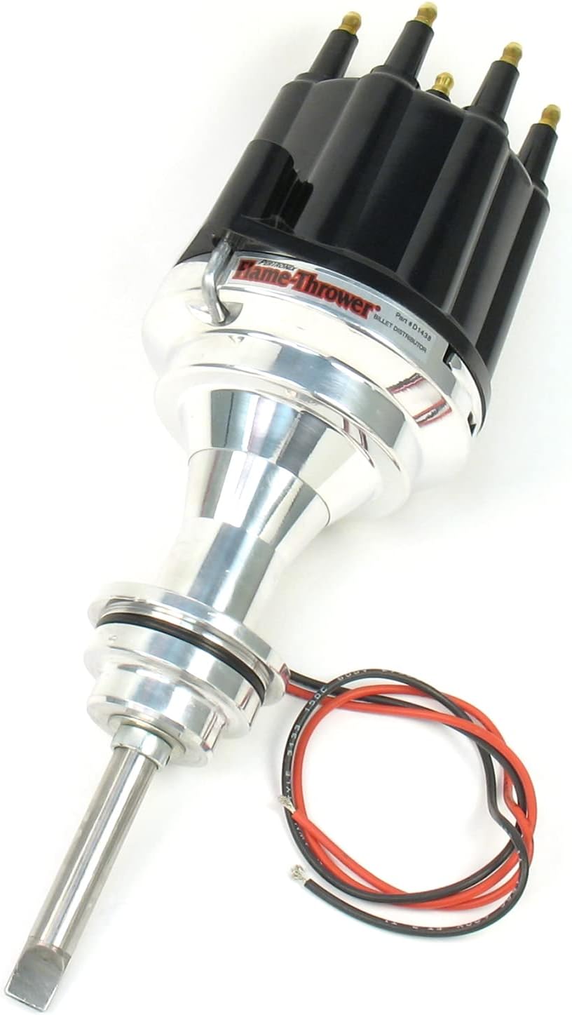 Pertronix D7143810 Flame-Thrower Non Vacuum Black Male Cap Billet Electronic Distributor with Ignitor III Technology for Chrysler/Dodge/Plymouth 426-440