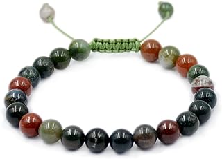 سوار مكرامية من احجار كريمة طبيعية 8 ملم للشفاء والمساعدة علي التخلص الالم والخوف واستعادة الطاقة قابل للتعديل ومناسب للجنسين مقاس 7-9 بوصة ايه دي بيدز