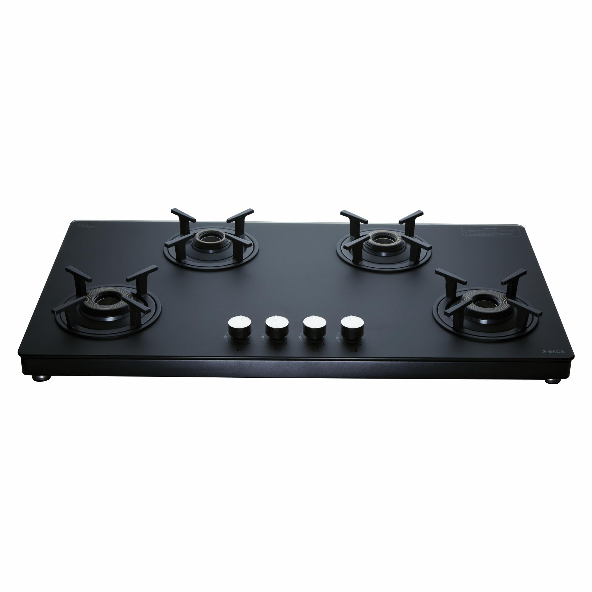Elica 90cm 4 Burner Gas Stove | Auto Ignition | SBF MATT LOTUS TKN 904 CT VETRO 2J AI BK | Matt Glass Top | SABAF Brass Burners | Cast Iron Pan Support | 10 Yr Burner & 5 Yr Glass Warranty | Black