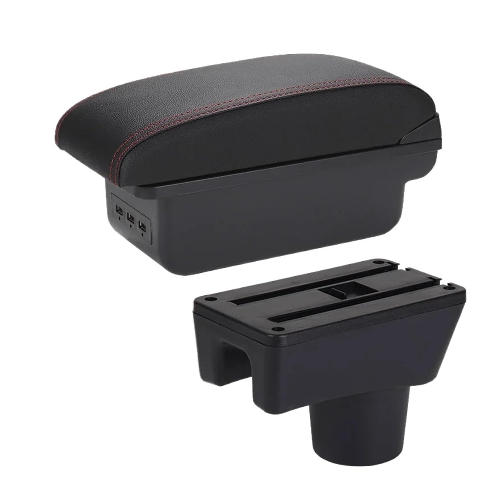 Umdjju B1 Black Red 3Usb For Dodge For Attitude Armrest Box Car Storage Accessories Car Centre Console Armrest Box(B1 Black Red 3Usb)