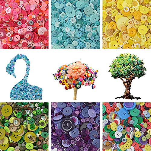 Hanyoer 600 Pcs Buttons Diy Crafts Children's Manual Button Painting 4 Holes Buttons Diy Handmade Ornament (Purple) #TOP2