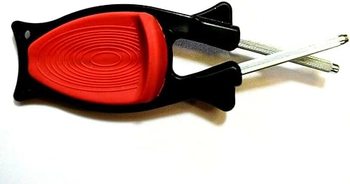 Miniatura 2 de Negro con agarre antideslizante rojo Afilador de cuchillos de bloque, hecho para afilar y afilar las cuchillas de nuevo a sus bordes de corte