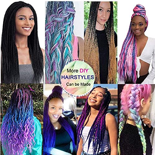 Xiaofeng Braiding Hair Extensions For Women 3 Packs 100G/Pack 24Inch High Temperature Ombre Jumbo Synthetic Braiding Hair For Twist Crochet Braids (Purple-Lake Blue-Light Purple-3Pcs) #TOP5