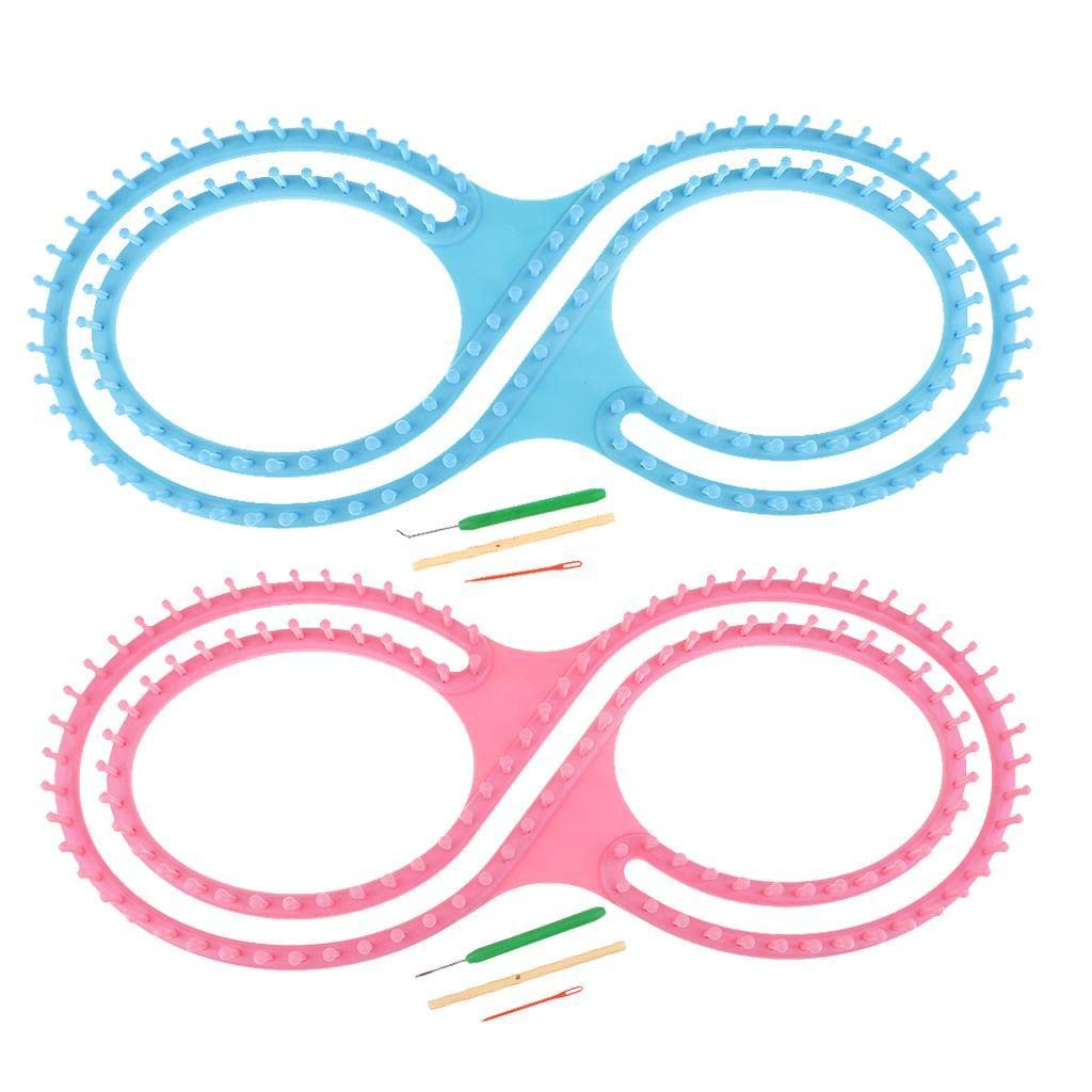 Kit de Tricotin Comprend Planche à Tricoter Métier à Tisser en Plastique Aiguilles Crochet Tube Creux Conçu pour La Création D'Écharpes Bonnets Châles, Rose