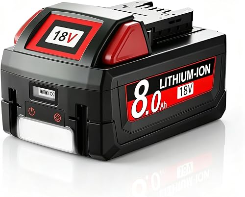 8.0Ah 18V Batterie pour Milwaukee M18, Port USB‑C PD 65W 