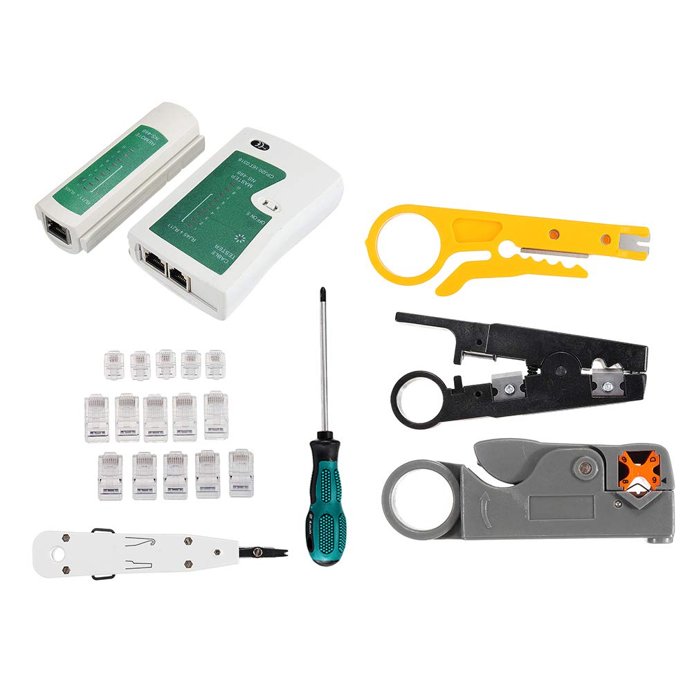 CCChaRLes Kit De Réparation De Réseau 2Kt-2170 Testeur De Câble De Réseau Test Pince Coupante Combinaison Manuelle Ensemble D'Outils De Quincaillerie