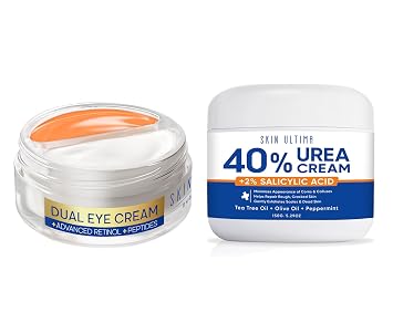 SKIN ULTIMA Eye & Foot Care Duo Advanced Retinol Eye Cream for Puffiness & Dark Circles 0.68 OZ + 40% Urea Cream for Dry Cracked Heels & Intense Repair 5.29 OZ
