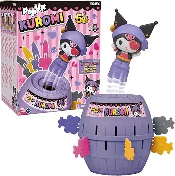 TOMY Pop Up Kuromi Game - Fast-Paced Surprise Action Game with Pop-Up Figure Officially Licensed Kuromi from Sanrio - 24 Players - Ages 4+