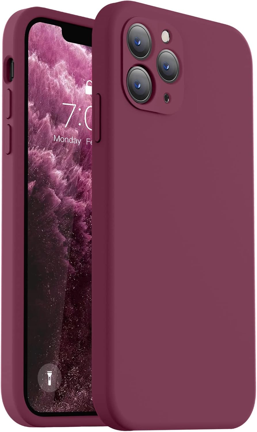  Compatible with iPhone 11 Pro Max Case Silicone, WineRed