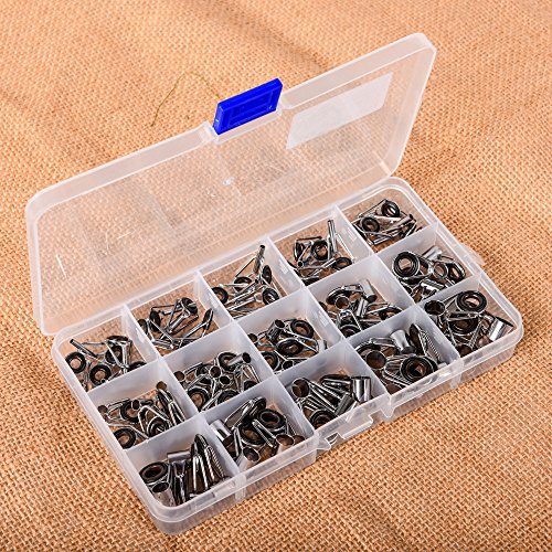 Andoer 75 unidades/caixa 15 tamanhos Kit de reparo de ponta de guia para cana de pesca telescópica V