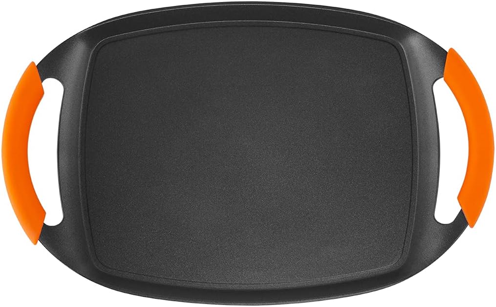Orbegozo GDB 3600 Cast Iron Griddle, Non-Stick Coating, Stone Finish, Dishwasher Safe, Rubber Handles