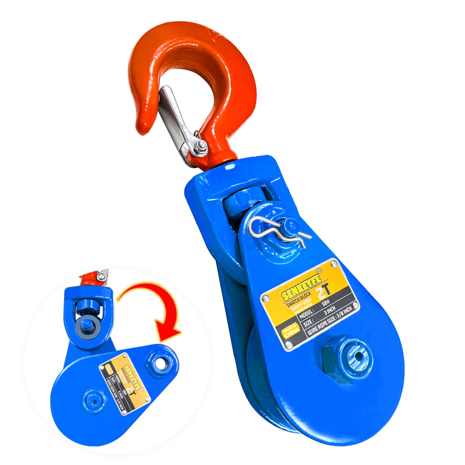 tonchinchan2】 Amazon.com: SENKEYFE 2 Ton Snatch Block with Hook 