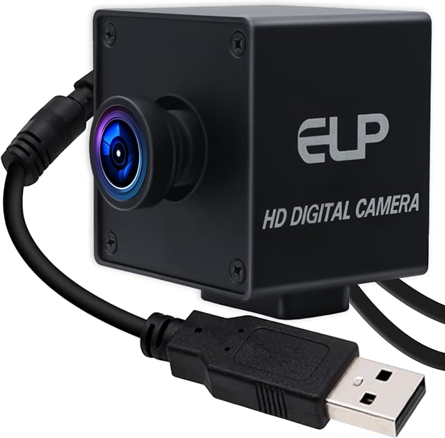 ELP Global Shutter USB Caméra Wide Angle Webcam pour ordinateur 1080P 90fps Caméra Lightburn pour graveur laser USB2.0 PC Cadre élevé de la caméra USB Caméra de sécurité pour Raspberry Pi (110° lentille à faible distorsion)