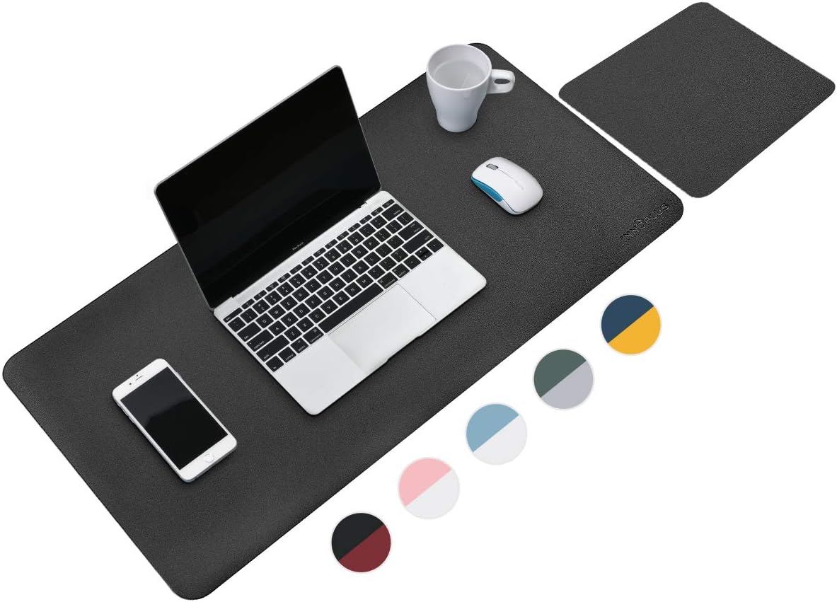 Desk Pad, Desk Mat, Mouse Mat, XL Desk Pads Dual-Sided Black/Red, 31.5" x 15.7" + 8"x11" PU Leather Mouse Pad 2 Pack Waterproof, Mouse Pad for Laptop, Home Office Table Protector Blotter Gifts