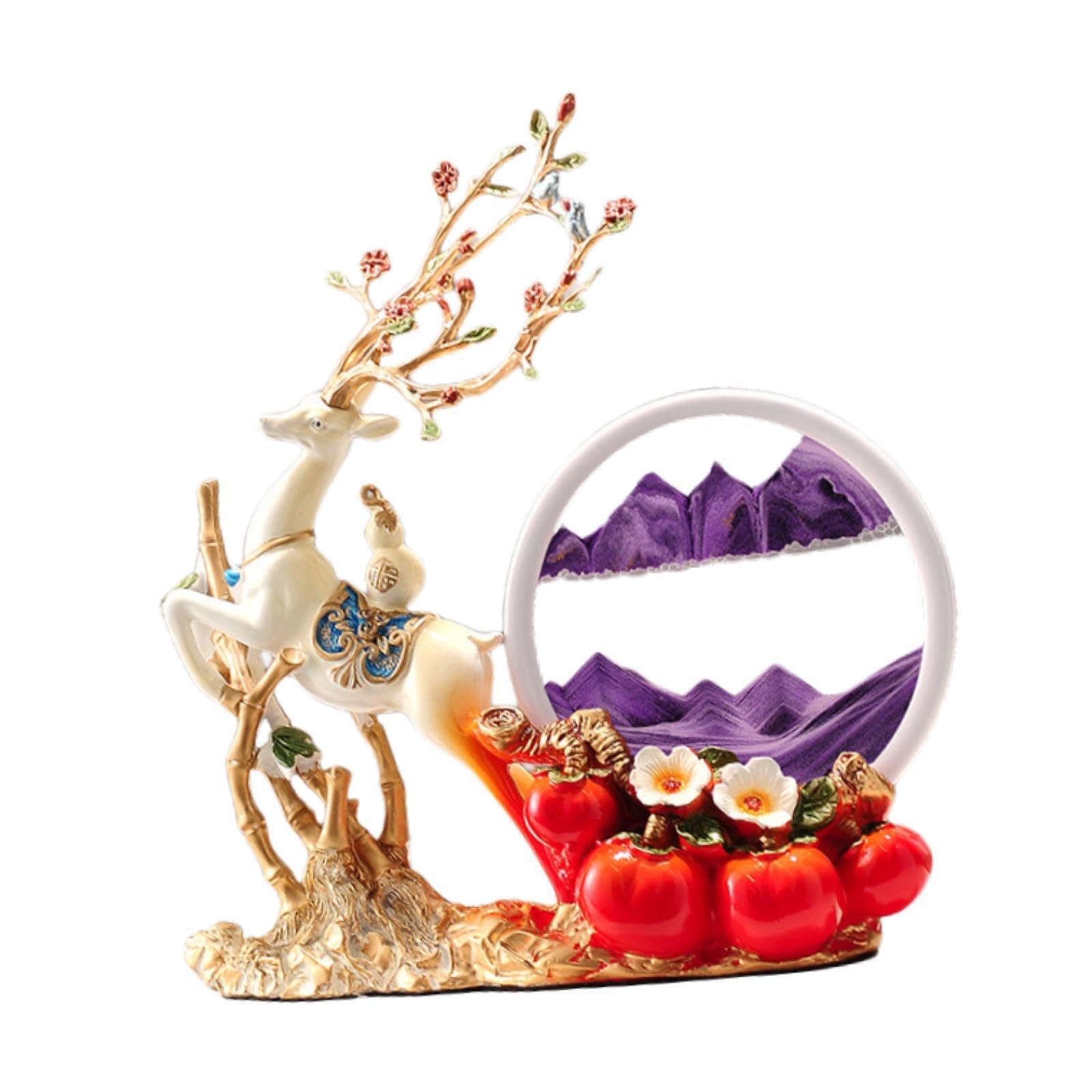 PIXZCSA Quicksand Deer Sculpture Hourglass Ornaments for Creative Desktop Decoration Piece Gift Artistic Resin Decoration Sturdy