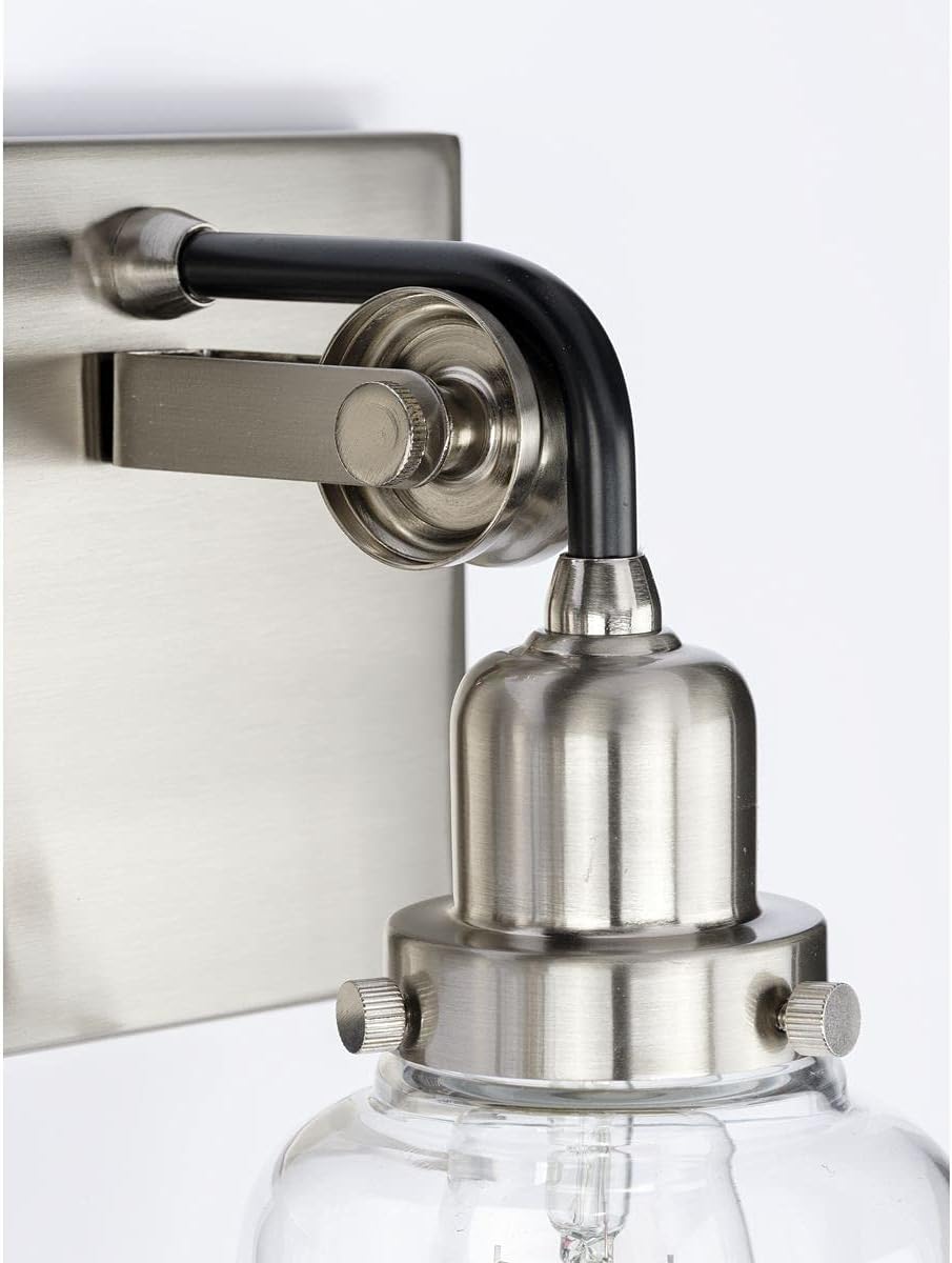 Progress Lighting Rushton Collection 4-Light Clear Glass Farmhouse Bath Vanity Light Brushed Nickel, 9-1/2" x 32"