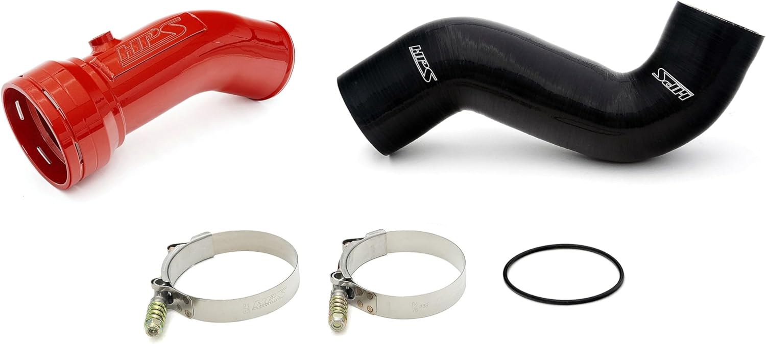 HPS Red Intercooler Charge Pipe Kit Cold Side Compatible for 2017-2023 Ford F250 F350 F450 F550 Superduty Powerstroke 6.7L Diesel Turbo, 17-155R