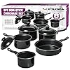 HomeVibe 8-Piece Non-Stick Carbon Steel Saucepan Set | Durable Cookware Set with Glass Lids & Bakelite Handles | Induction Compatible Pots & Pans for Home Kitchen Cooking