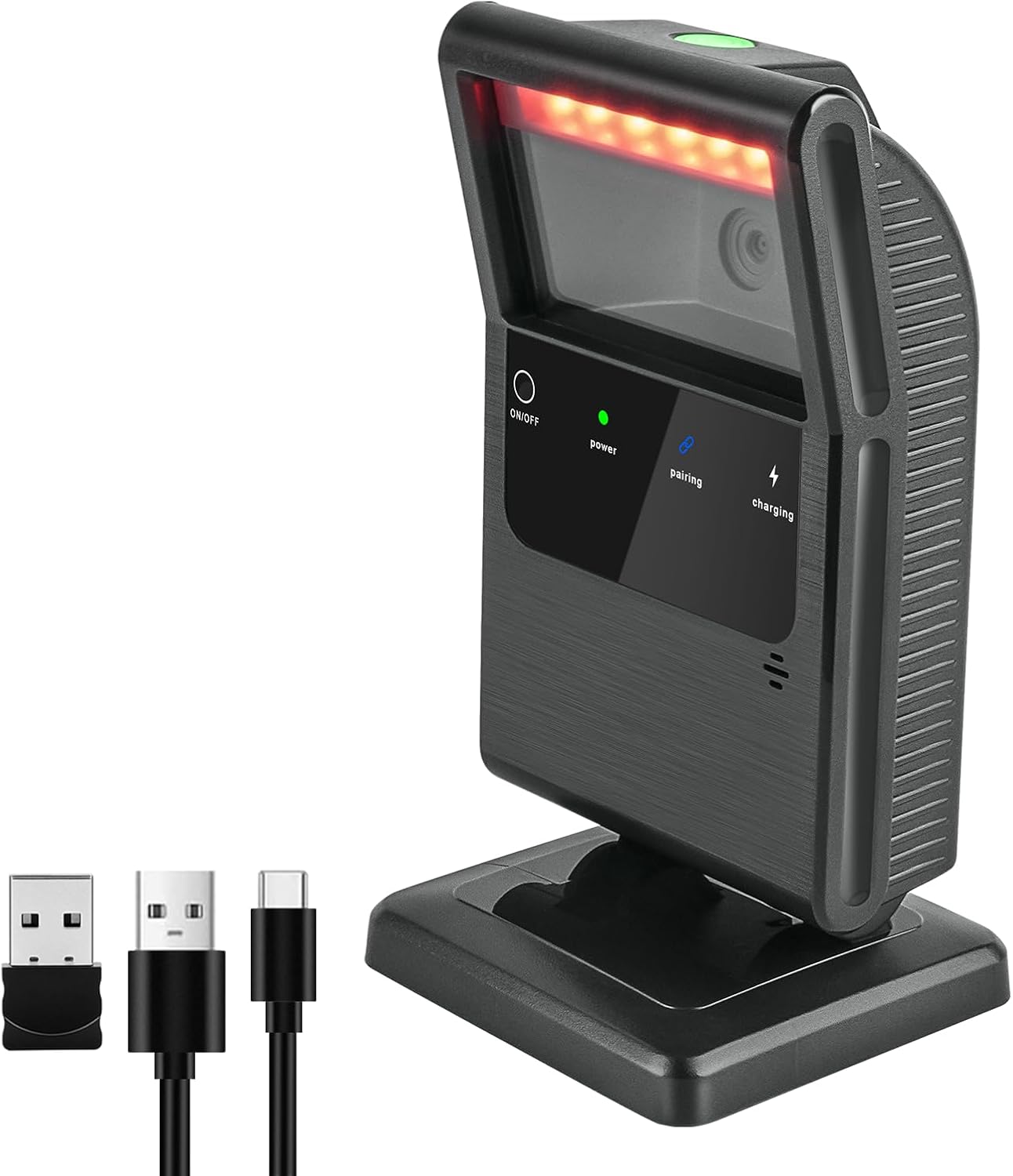OBZ Bluetooth Wireless Barcode Scanner,Desktop Hands-Free Bar Code Scanner | Wireless/Bluetooth/USB Wired Connection,2600mAh Battery,1D 2D QR Scanning,Compatible with Windows,Mac,and Linu