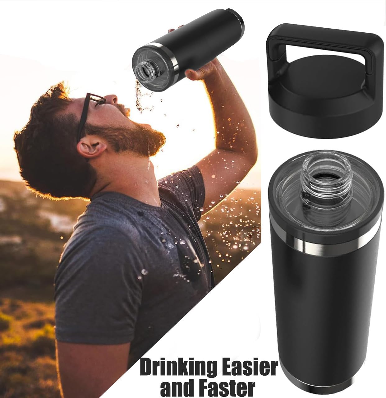 Replacement for YETI Lid Chug Cap Rambler Bottle, Screw Top Lid Replacement Fits for 18oz/ 26oz/ 36oz/ 64oz Cap Cover Water Bottle Parts Accessorie - Image 4