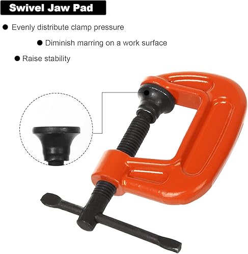 Miniatura 4 de RHBLME Paquete de 12 abrazaderas C, abrazaderas C pequeñas de 1 pulgada, límite de carga de 800 libras, apertura de mandíbula de 112 pulgadas y