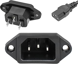 QTEATAK 3 Pack Screw Mount 3 Pins Inlet Power Plug Socket...