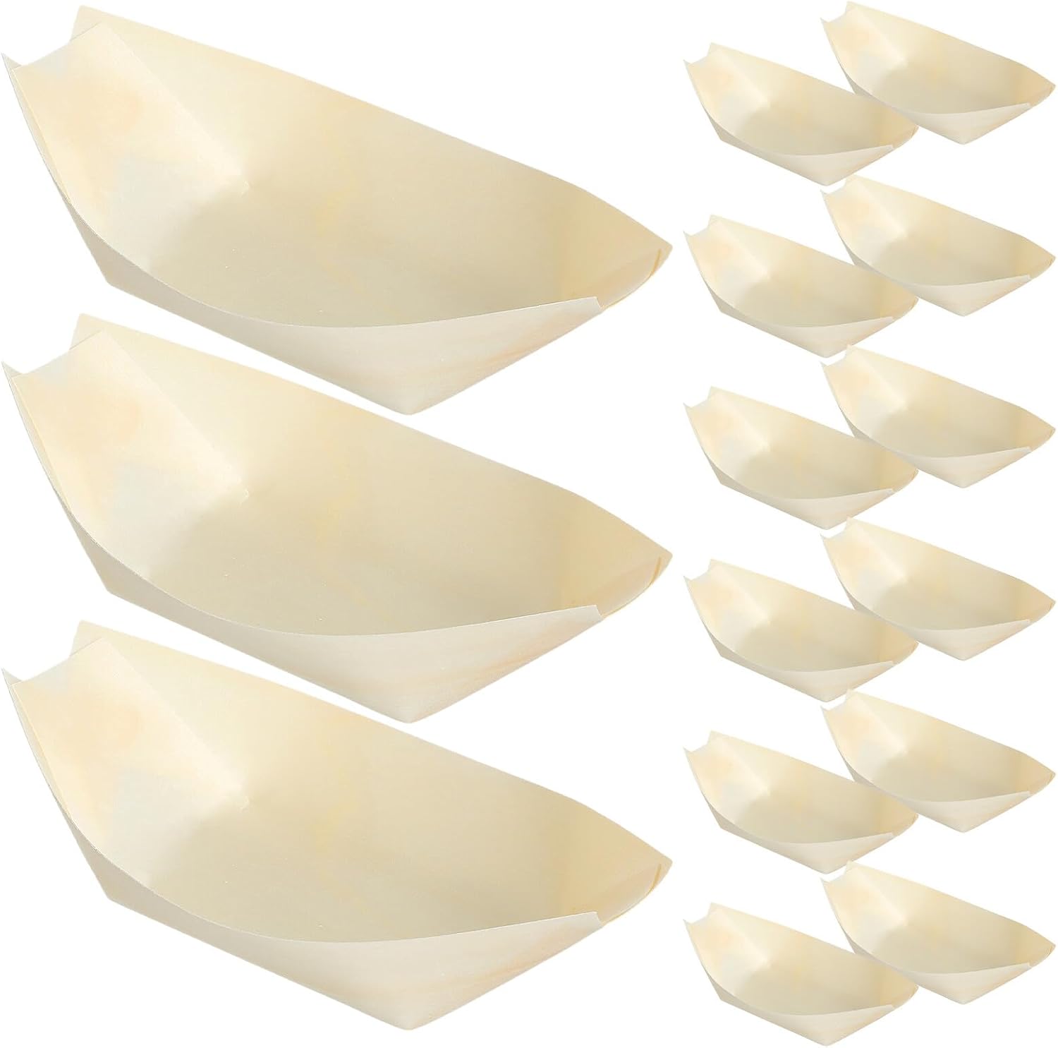 Hemobllo 250pcs 5-inch Wooden Sushi Boat Plates Japanese Sashimi Serving Trays Food-grade Wood Dessert and Appetizer Serving Boats for Holiday Parties and Catering