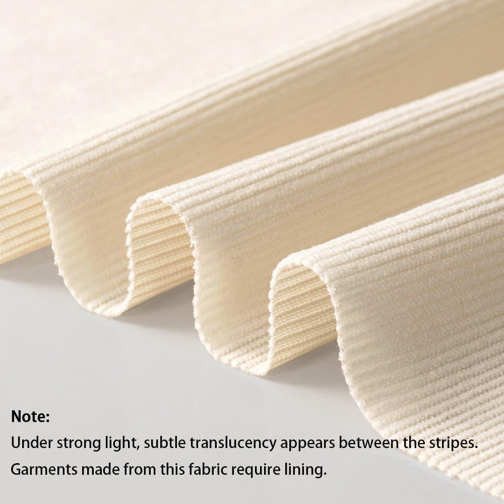 5 Yards Corduroy Fabric, 60" Wide Cream White Pant Fabric, Breathable Soft Corduroy Fabric by The Yard for Pillow Covers Sofa Covers Garments DIY Crafts