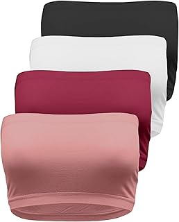 Sponsored Ad - TL Women's 4 Pieces Bandeau Bra, Seamless Active Base Layer, Wirefree Tube Top Cleavage Coverup, Junior or ...