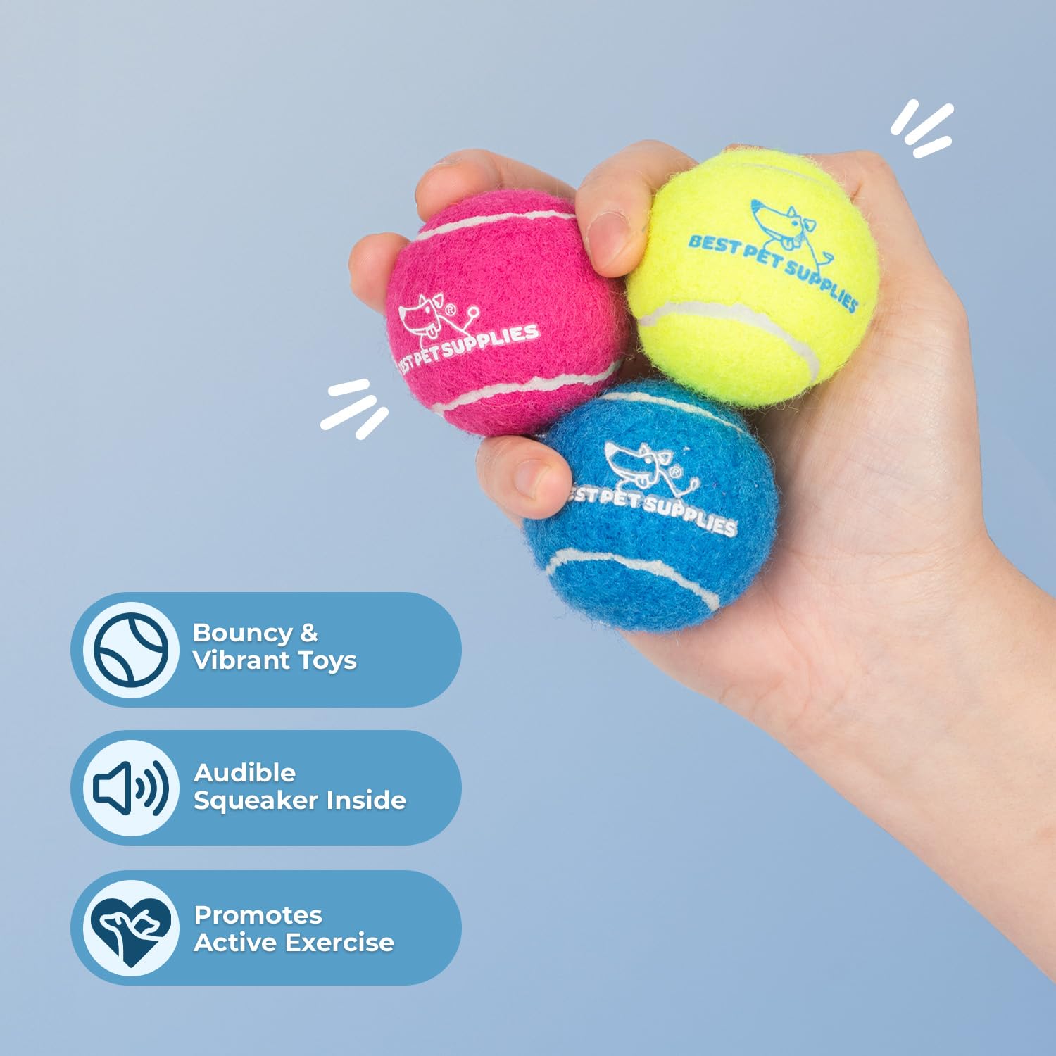 Best Pet Supplies Squeaky Tennis Toys for Dogs 8-Pack - Image 3