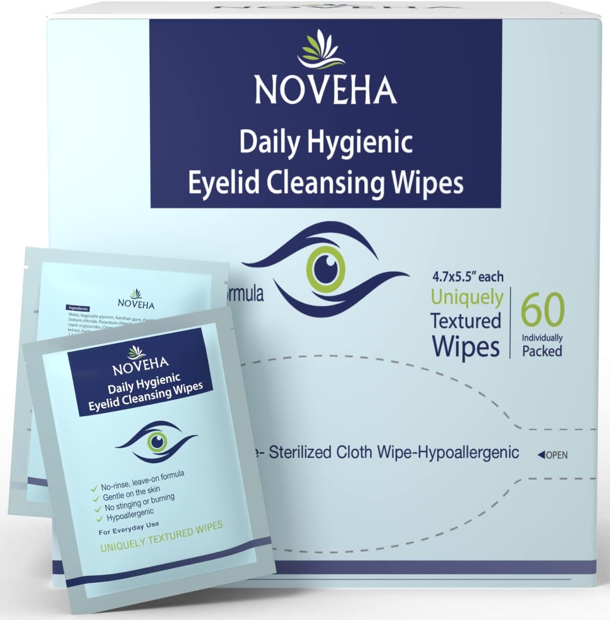 Daily Hygienic Eyelid & Lash Wipes, 1 Pack, 10 count (Pack of 6)