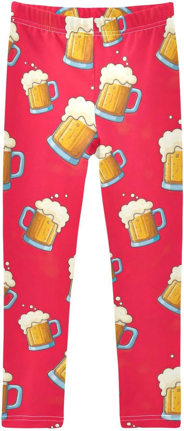 Girls Activewear Leggings Beer Mugs Red