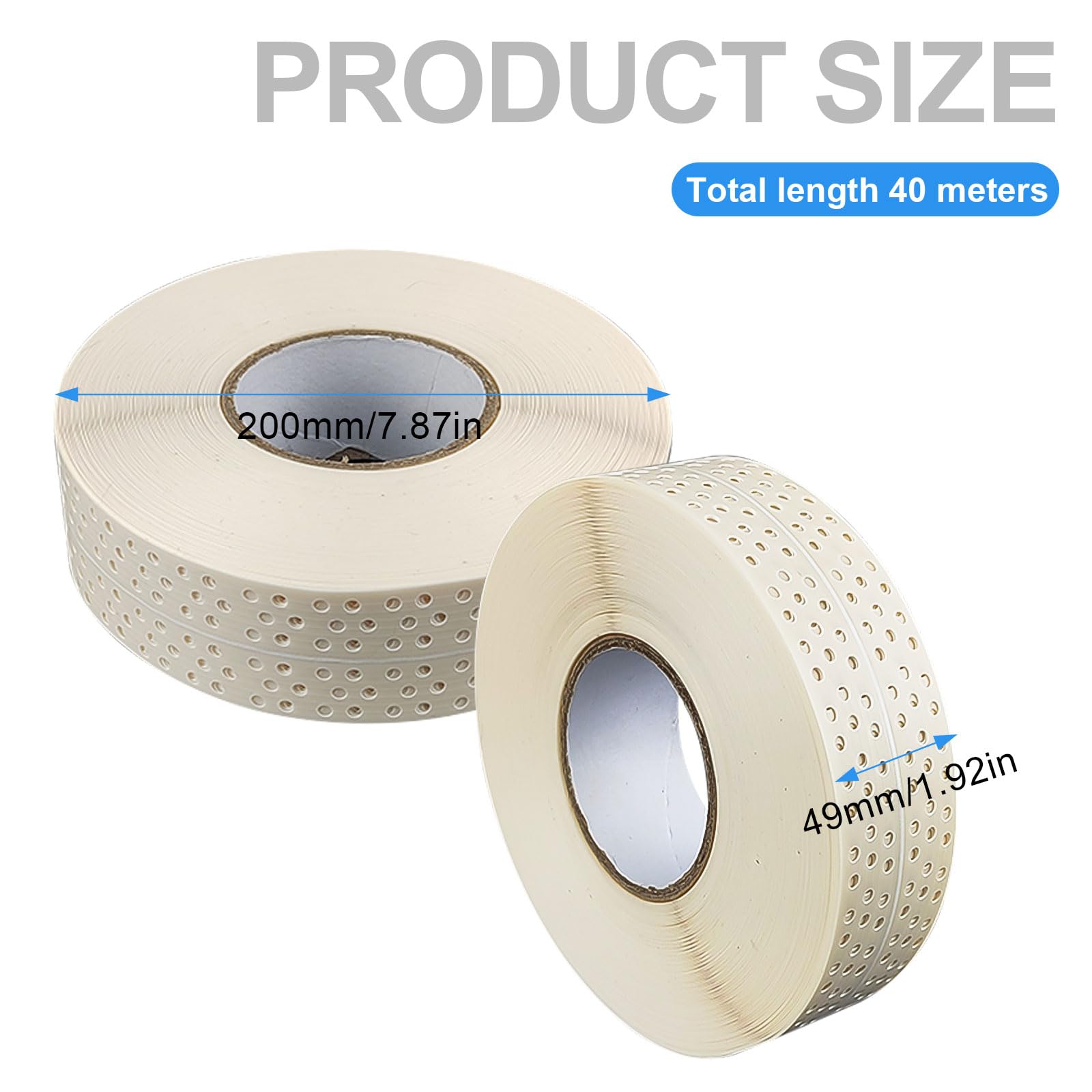 Nastro Cartongesso, 40 m × 5 cm Nastro per Giunti in PVC per Cartongesso, Autoadesivo con Adesivo, Piatto e Liscio, per Riparare Gli Angoli Delle Pareti, Riparare le Crepe Delle Pareti (bianco)
