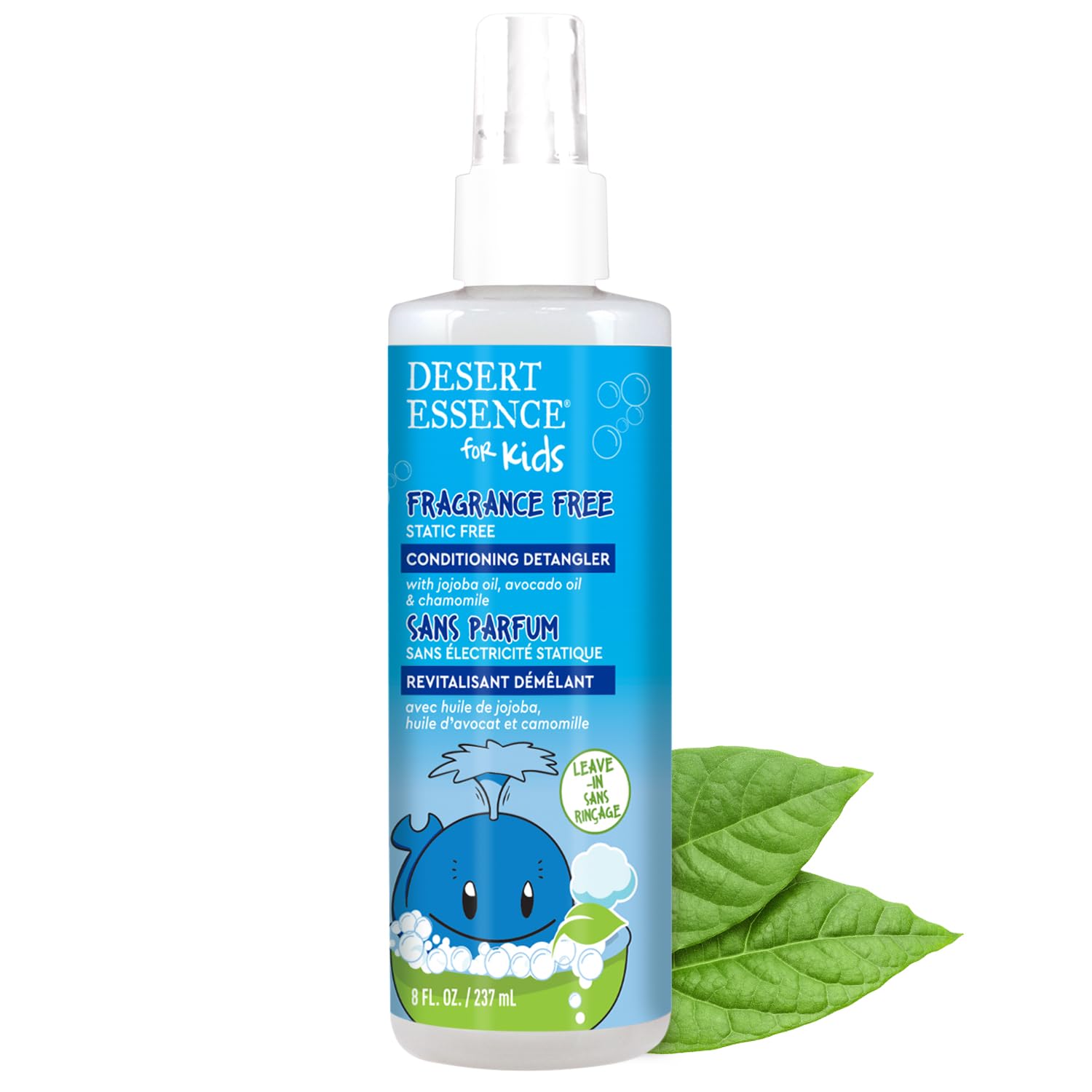 Desert Essence Kids Fragrance Free Conditioning Detangler & 2-in-1 Shampoo & Body Wash Bundle 12.0 fl oz - Vegan, Gluten-Free. Cruelty-Free - Leaves Hair & Skin Nourished - Gentle Formula