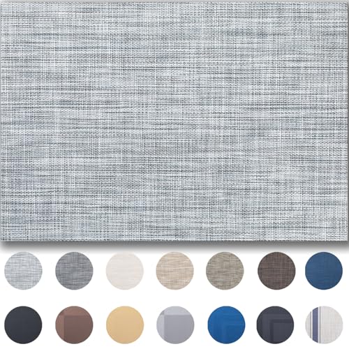 Image of Placemats Set of 4 - Easy Clean Woven Vinyl Placemats for Dining Table, Indoor /Outdoor Place Mats, Washable PVC Table Mats (Gray)