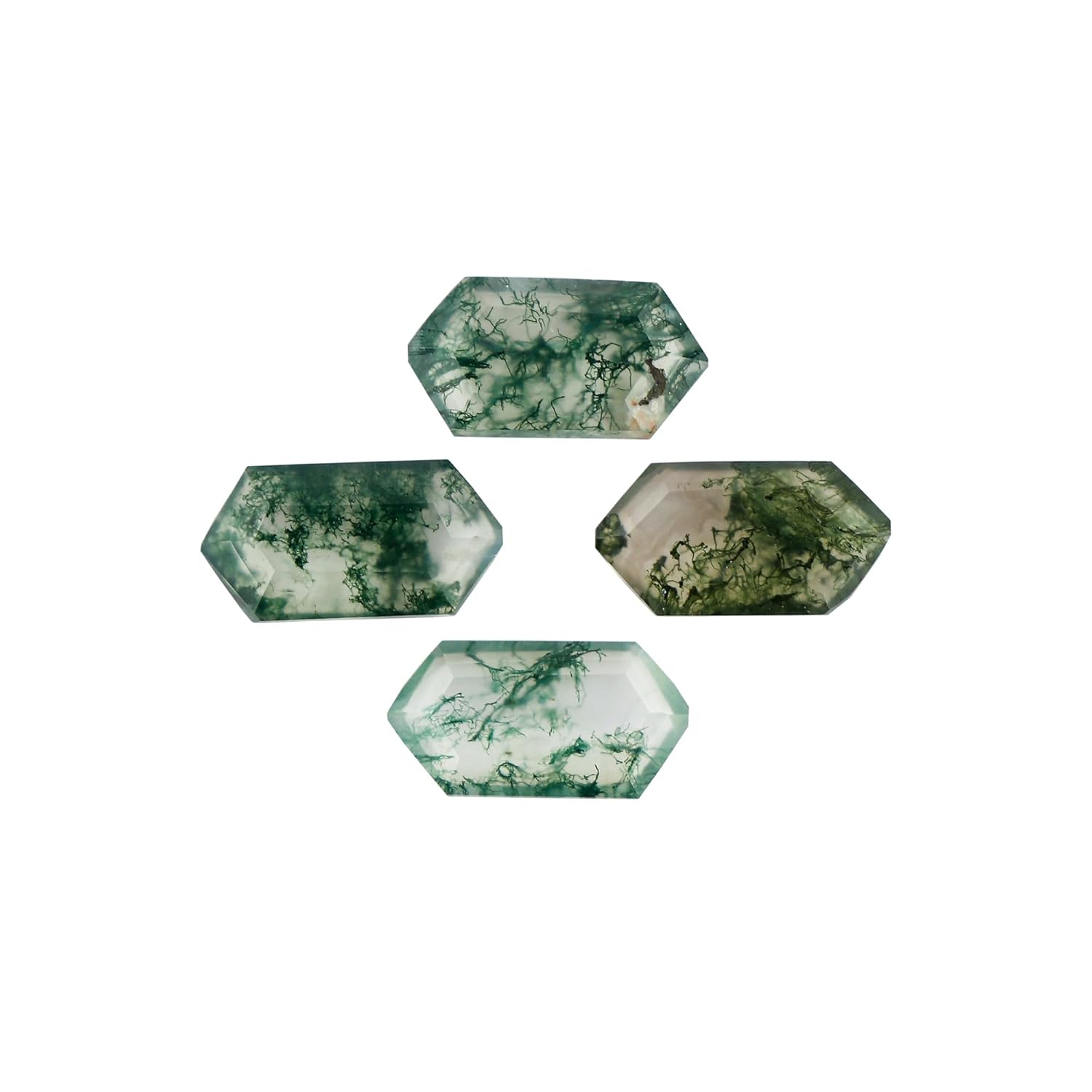 4 Pcs,9X7 MM, AURA GEMS Natural Moss Agate, Step Cut, Octagon Shape, Jewelry Making Supply, Chakra Energy Healing Gemstone, Real Crystal, Birthstone, Wholesale deal