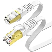 Vista 10 de KASIMO Cable Ethernet plano Cat 8 de 1 pie, cable de red LAN de Internet plano de alta velocidad Cat8 de 40 Gbps 2000 MHz SSTP con conector RJ45