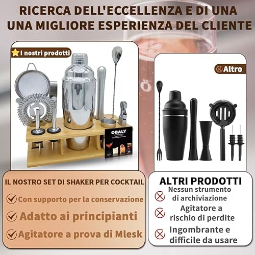 Miniatura 4 de Bartender Kit de coctelera de 11 piezas para cócteles de 25 onzas Boston Shaker-Bar Accesorios con elegante soporte de bambú, mezclador de bebidas,