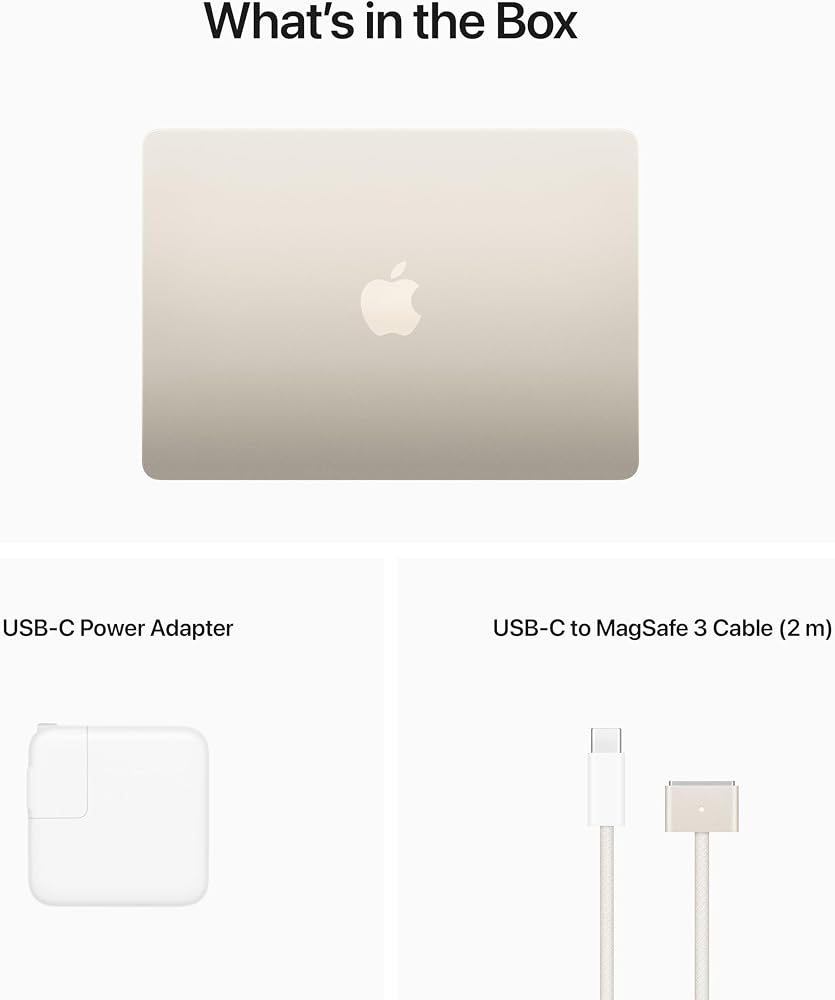 Apple 2022 MacBook Air Laptop with M2 chip: Built for Apple Intelligence, 13.6-inch Liquid Retina Display, 8GB RAM, 512GB SSD Storage, Backlit Keyboard, 1080p FaceTime HD Camera; Starlight