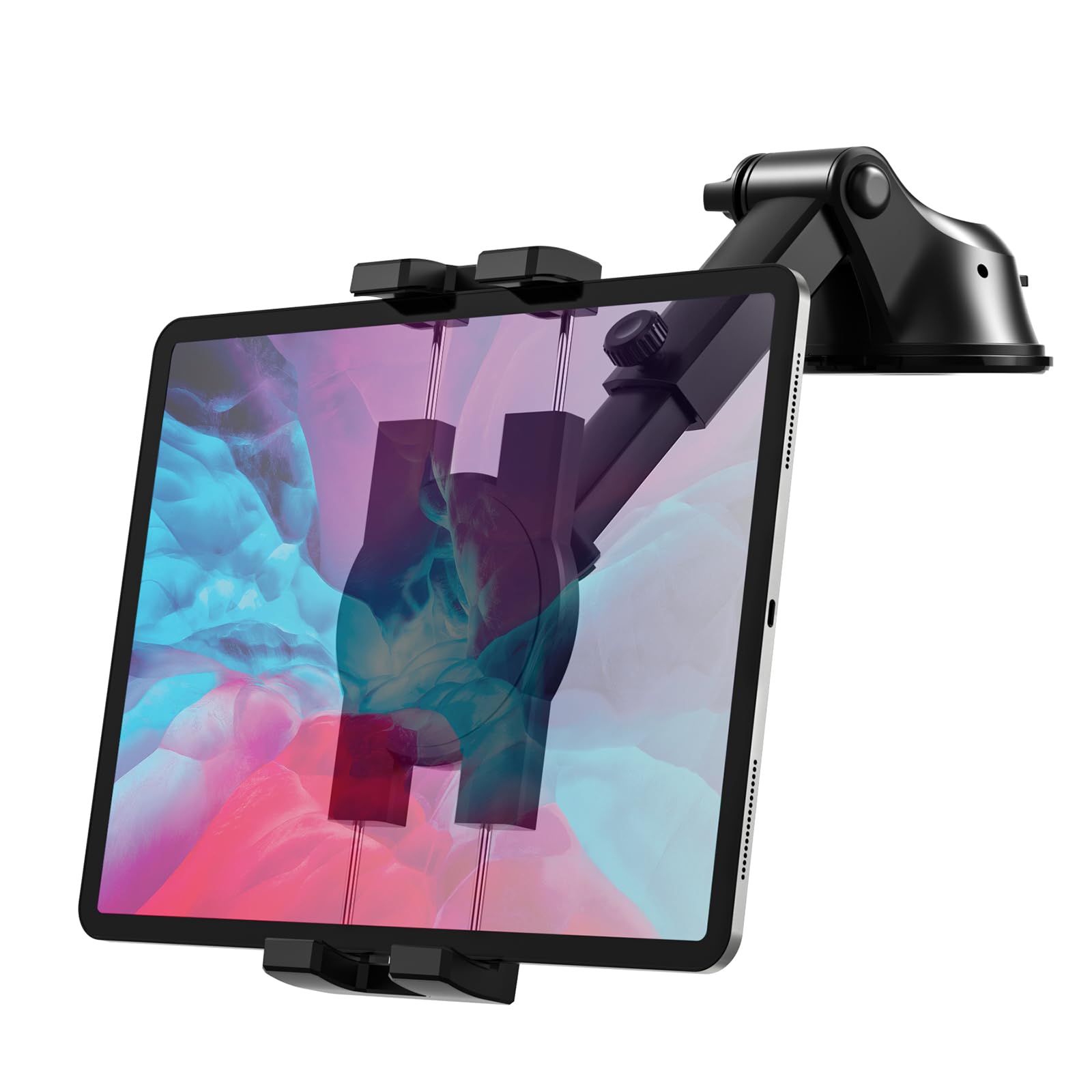 Oilcan Tablet Autohalterung Saugnapf, Armaturenbrett Frontscheibe KFZ iPad Halter mit Verstellbarem Teleskoparm, Auto Vorne Ständer für iPad Pro/Air/Mini, iPhone, 4-12,9" Handys & Tablets