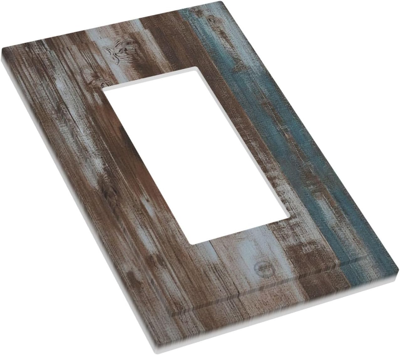 Vintage Blue Brown Wood Grain Decorative Outlet Covers 1 Gang Single Rocker Wall Plates Gfci Faceplate Light Switch Cover Plate for Bedroom Farmhouse Decor