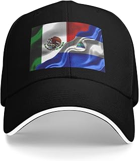 Personality Mexico Flag Nicaragua Flag Baseball Cap Curved Visor Adjustable Sandwich Caps Funny Sun Hat Summer Outdoor Sports Hats for Men Women Black