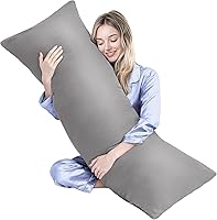 MAGIC ELEPHANT Memory Foam Body Pillow for Adults - 20x54 Inch Full Support for Side Sleepers, Pregnancy & Reading, Grey Removable Cover