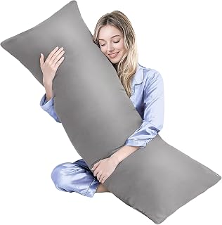 MAGIC ELEPHANT Memory Foam Body Pillow for Adults - 20x54 Inch Full Support for Side Sleepers, Pregnancy & Reading, Grey Removable Cover
