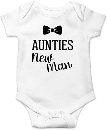 Aunties New Man - Funny Baby Essentials Bodysuit - Cute Newborn Boy Clothes Baby Romper